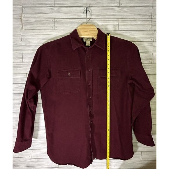 LL Bean Mens Button Front Chamois Shirt Red Long Sleeve Collar Flap Pockets XLT - Picture 7 of 8